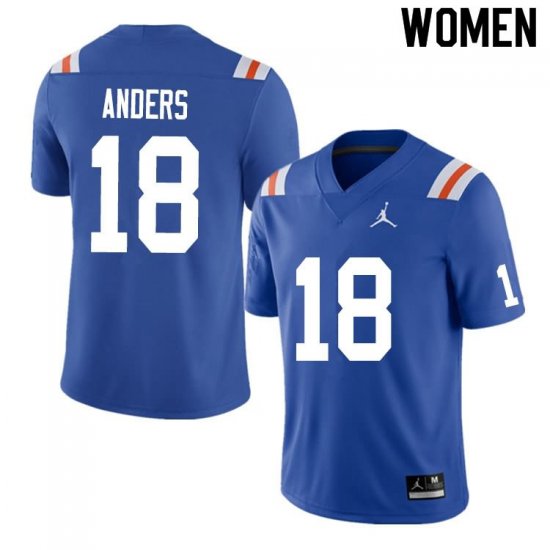 Women's Florida Gators #18 Jack Anders NCAA Nike Blue Throwback Authentic Stitched College Football Jersey CVJ0162HT